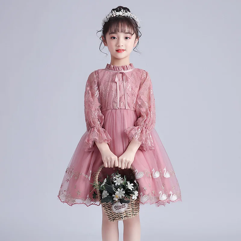 Girls Embriodery Lace Princess Tutu Birthday Party Formal Dresses