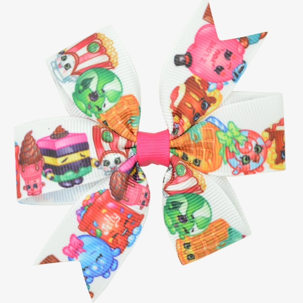DUWES 3,1 ''мультфильм бант для волос для девочек с зажимом бутик печатных головные уборы с бабочкой «сделай сам» оптом 20 шт