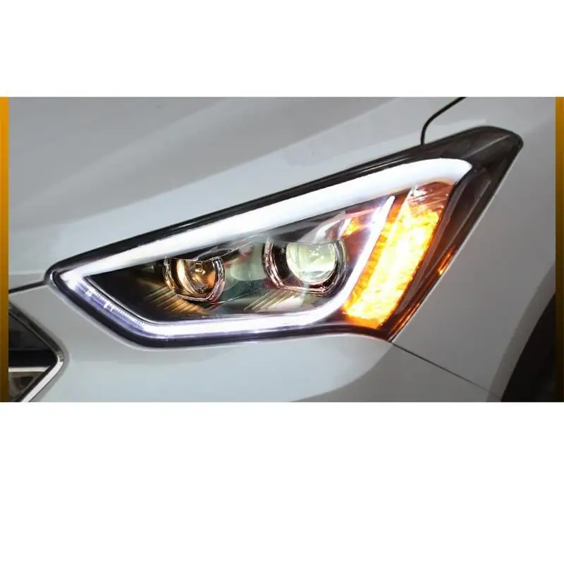 Дневные ходовые Drl автозапчасти боковой указатель поворота в сборе Cob огни Светодиодные фары 13 для hyundai Santa Fe