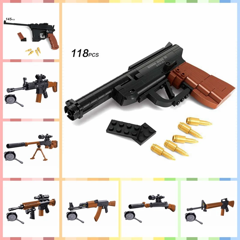 Блокировка военное оружие Sharpshooter Toy Arms Blocks игрушки для детей Winner Куриный Ужин WW2 в