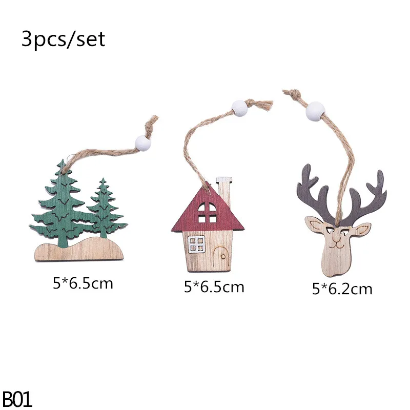 Веселый Рождественский кулон деревянный Санта Клаус Лось Рождественская елка подвесной Декор счастливый год украшения для рождественской вечеринки детские подарки - Цвет: b01