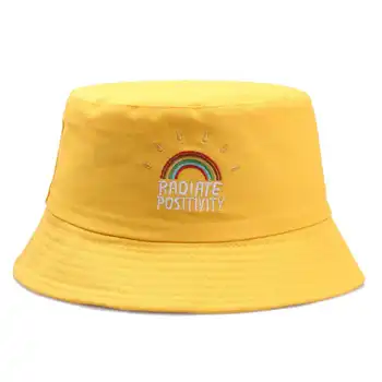 

Fashion Bucket Hat Rainbow Embroidery Unisex Cap Hip Hop Summer Caps Beach Sun Headwear Panama Outdoor Travel Hat Fisherman Cap