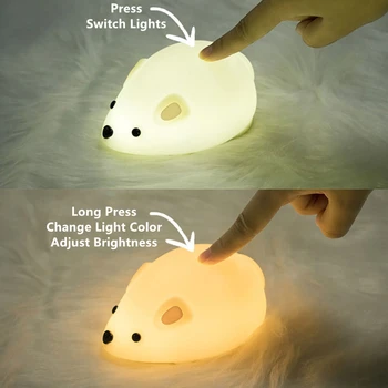 

USB Rechargeable Night Light Mouse Silicone Night Lights Touch Sensor Bedroom Bedside Lamp For Kids Baby Gift 2020 NEW