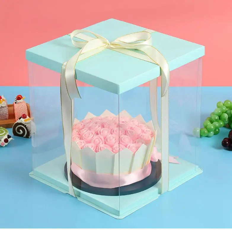 26 26 25cm 10 Inch Pet Transparent Square 2 Tiers Cake Box For Birthday Cake Gift Packaging Clear Box For Bakery Gift Bags Wrapping Supplies Aliexpress