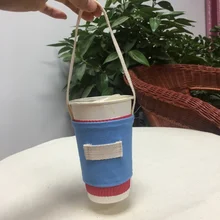 Кофейная Термосумка для термосов с рукавом, упаковка, портативный держатель для бутылки с водой, сумка для переноски, холщовая печать, набор для чая с молоком, бутылка для напитков, ремешок