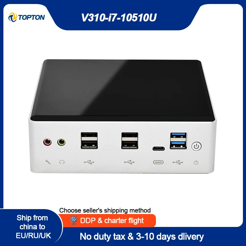 PROD 1005002423648876 TOPTON 10th Gen 2 Lan Mini PC Intel i7-10510U
i5-10310U 2*DDR4 M.2 NVMe NUC Computer Win10 Pro Linux WiFi Type-C DP
4K HTPC