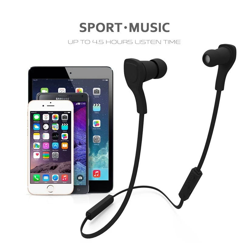 Bt-H06 Спортивная bluetooth-гарнитура с микрофоном, стереогарнитура, водонепроницаемые наушники для Android Ios, телефон, черный пластик