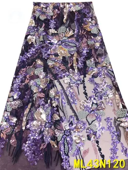 

BEAUTIFICAL sequins net lace fabrics for dress 2020 high quality french sequins lace fabrics 5 yards ML43N120