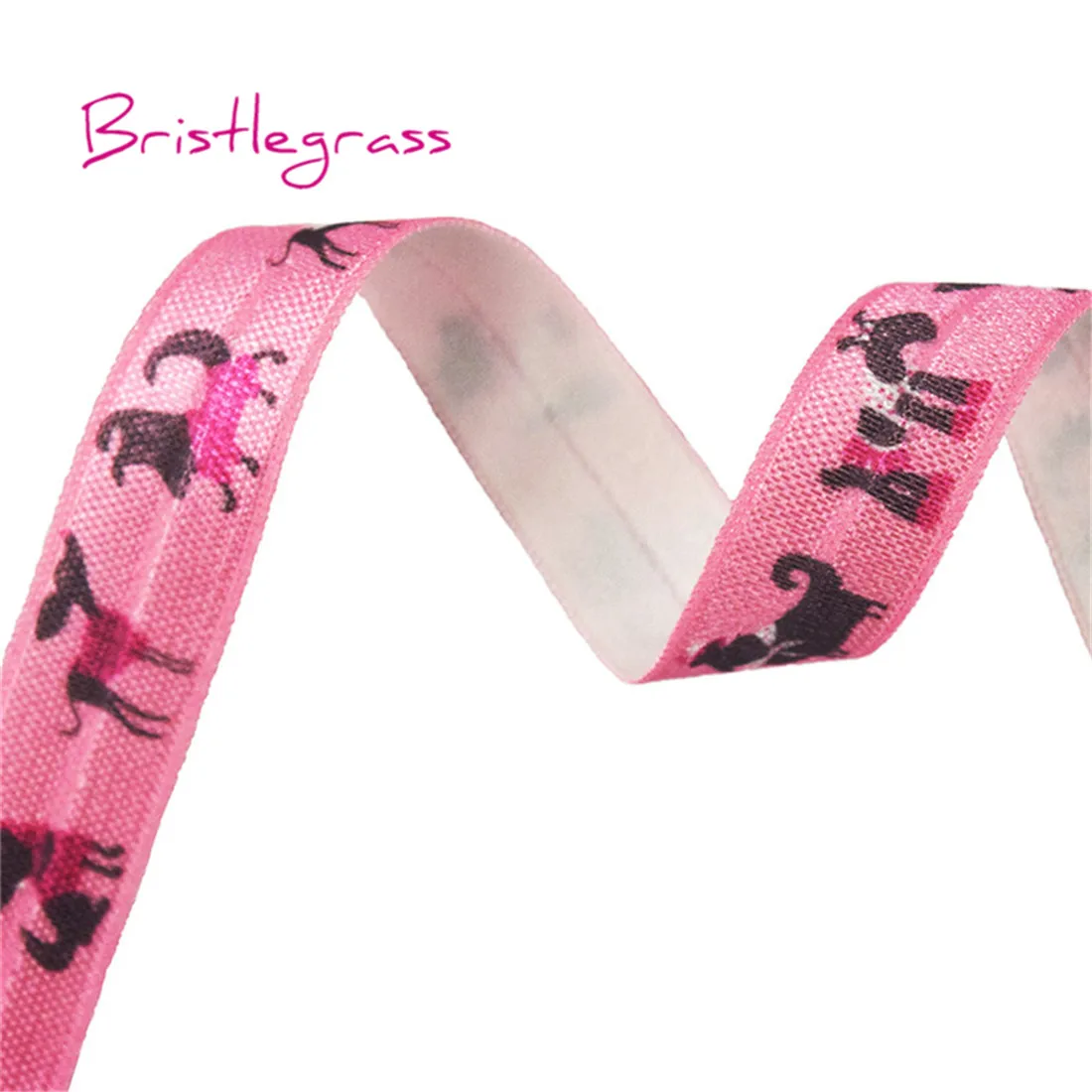 BRISTLEGRASS 5 Ярд 5/" 15 мм розовый собака печати Блестящий складной эластичный враг спандекс атласные ленты повязка платье пачка кружево отделка Шитье
