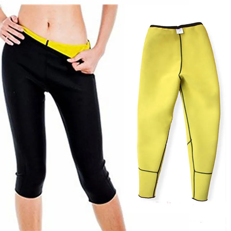 Yellow Capris Женская Неопреновая рубашка для сауны с длинными рукавами без молнии, леггинсы, брюки Капри, спортивный костюм, Корректирующее белье для похудения - Цвет: Yellow Capris