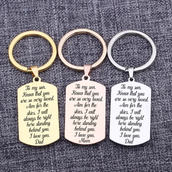 

To My Son Gift From Dad Mom Jewelry Keyring Pendants Military Tags Child Pendant Keychain Accessories Jewelry Present
