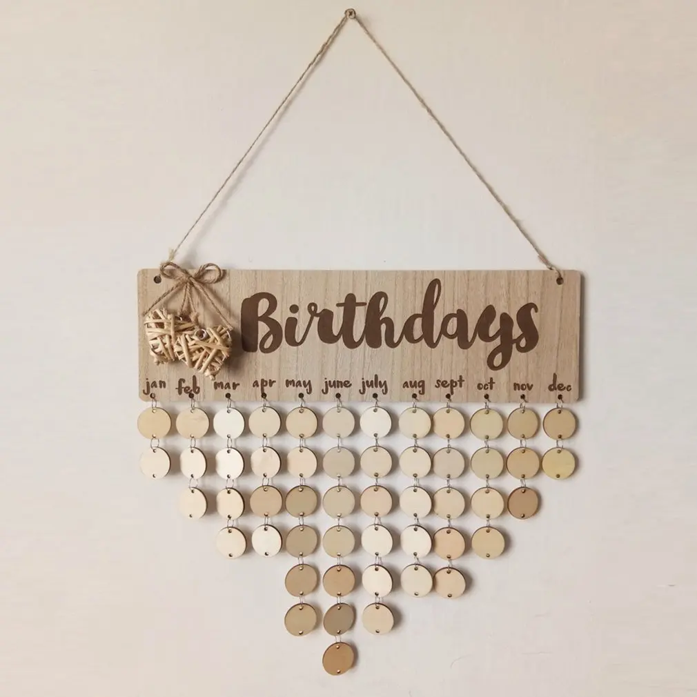 Chritsmas Birthday Special Days Reminder Board Home Hanging Decor Wooden Calendar Board Hanging Ornament New Year Decoration