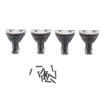 

4Pcs/lot Brass Leg Corner Protector Antique With Screws Jewelry Wood Box Feet Decorative Corners For Home Decorations