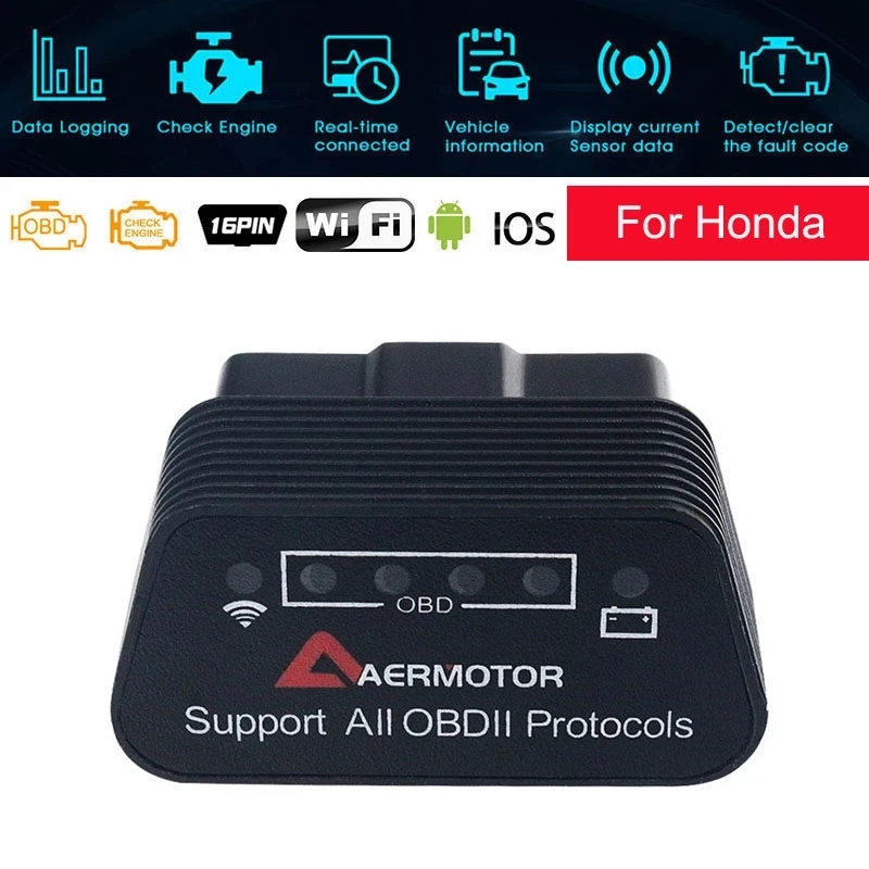 For Honda Civic CRV Accord Odyssey Jazz 25K80 WIFI ELM327 OBD Scanner