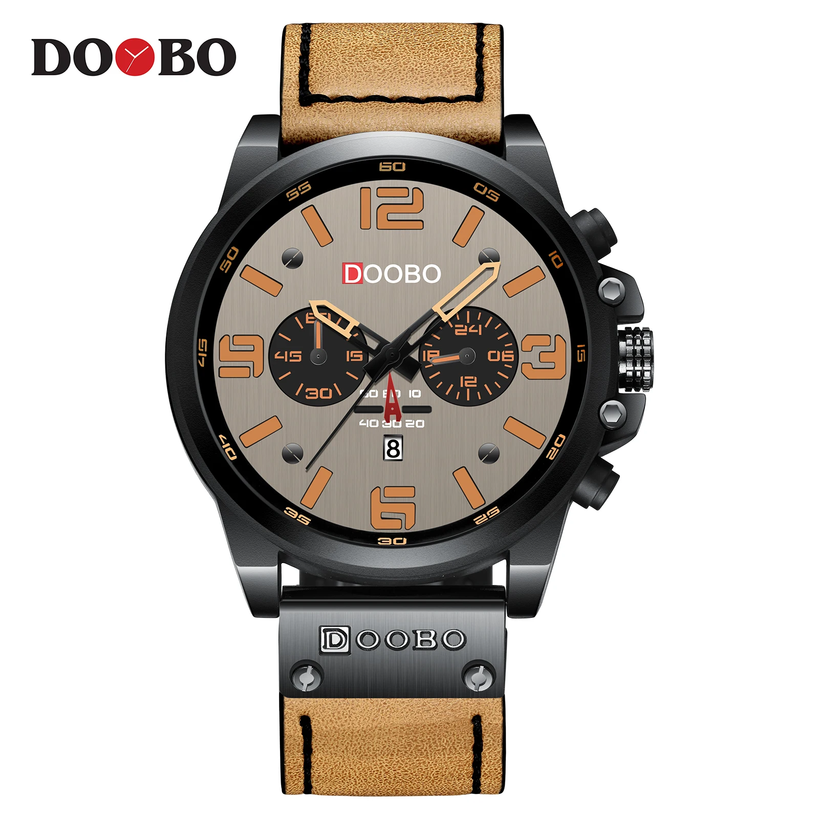 TEND мужские часы Топ люксовый бренд водонепроницаемые спортивные наручные часы 8314 кварцевые военные из натуральной кожи Relogio Masculino D043 - Цвет: Brown