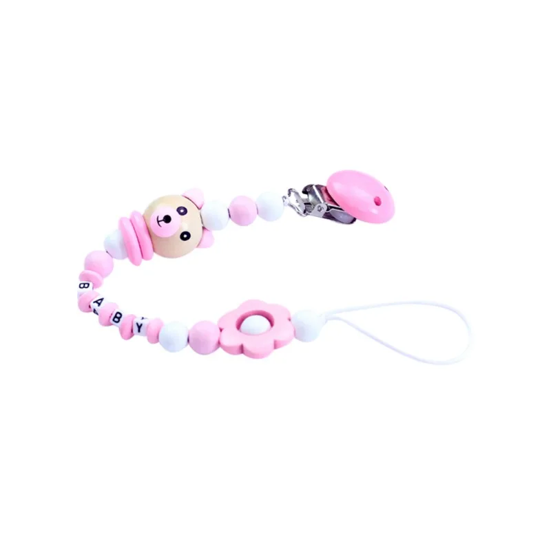 color as picture Newborn Baby Pacifier Clip Chain Letter Anti-fall Dummy Pacifier Chain Clip Holder Infant Nipple Feeding hot - Цвет: color as picture