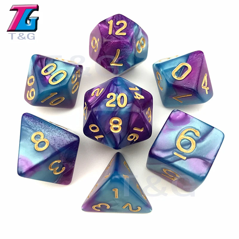 Одежда высшего качества 2-Цвет эффект кубик 20 разных Цвет комплект многогранные D4-D20 для DND RPG Настольная игра в качестве подарка - Цвет: 2