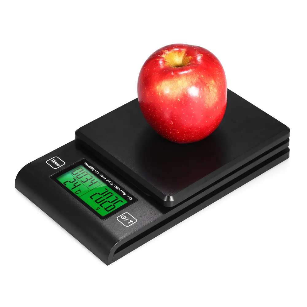  Digital Coffee Scale Multifunction Kitchen Food Scale with Timer Temperature Probe LCD Display Gree - 4000327164725