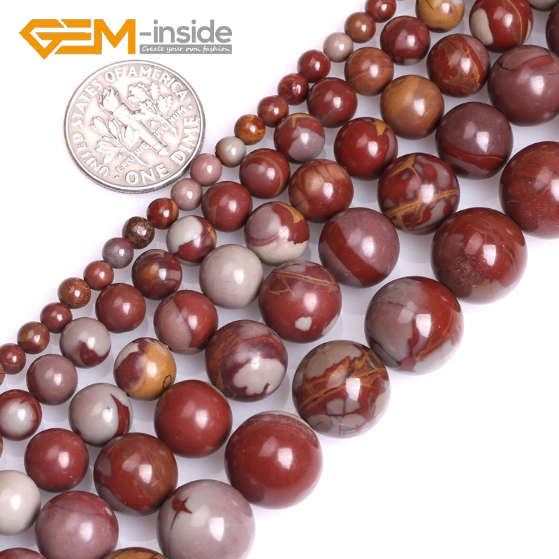 Fabricación de joyería perlas jaspe noreena Rojo Natural Australia Redondo Piedras Preciosas Naturales