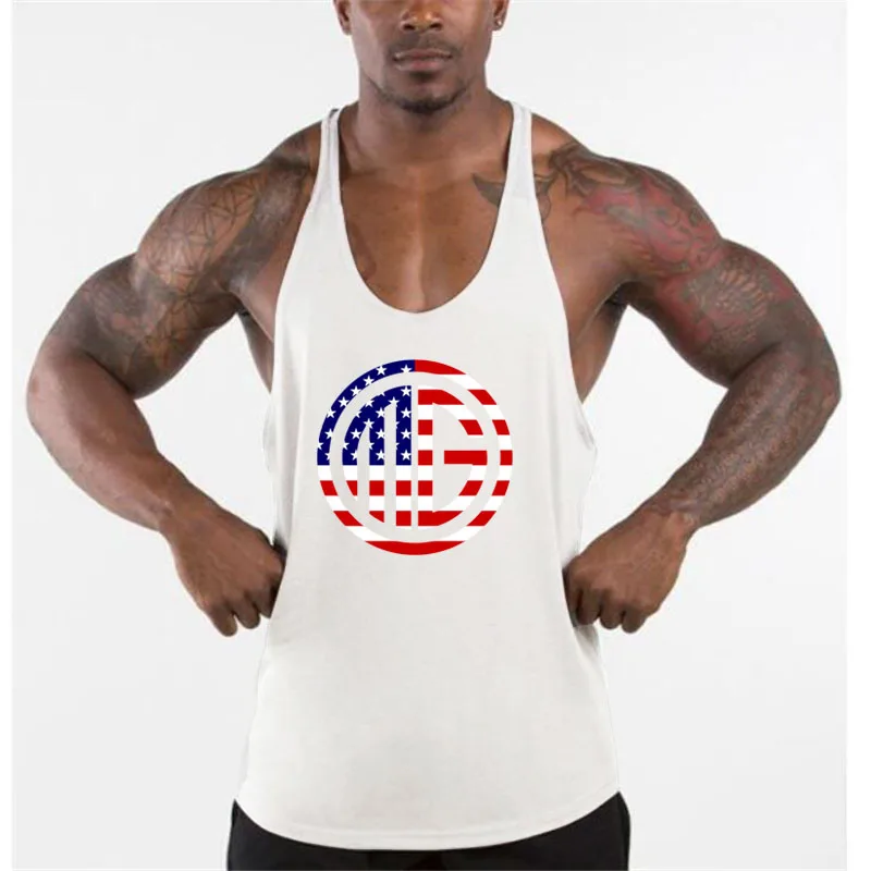 white68 Muscleguys Спортивная одежда для бодибилдинга майка мужская для фитнеса мужская майка для мускулистых мужчин Y back майка без рукавов Спортивное трико - Цвет: white68