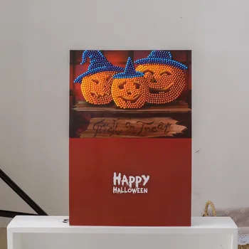 

5D DIY Pumpkin Head Animal Cartoon Diamond Painting Halloween Card Diamond Handmade Mosaic Greeting Postcard Gift
