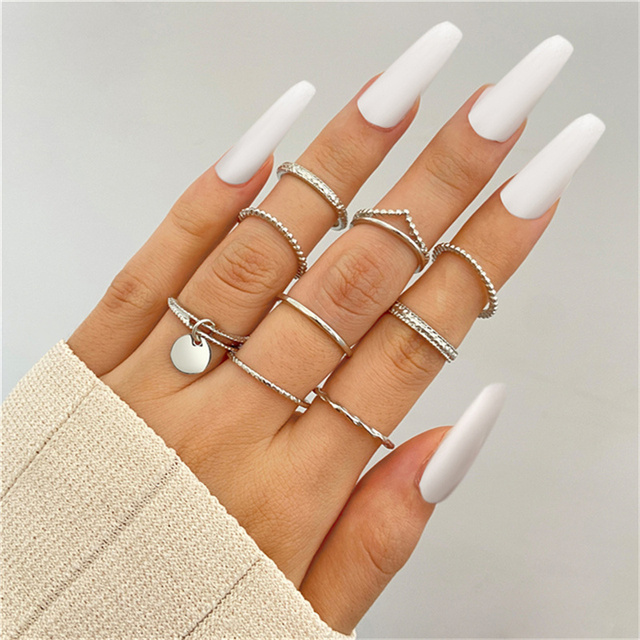 Ring Set 19Pcs for Women Vintage Adjustable For Girls Pearl Punk Snake 2021  New Trendy Fashion Jewellery
