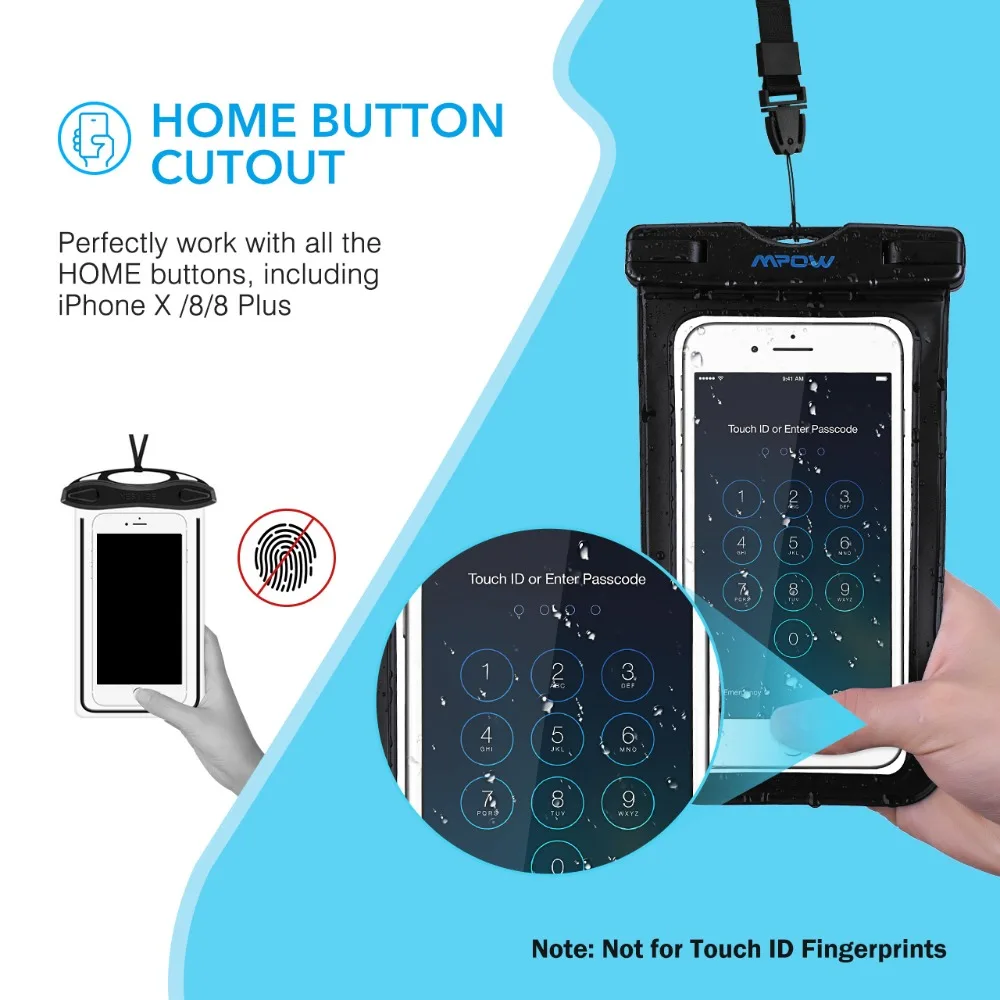 2 Pack Mpow IPX8 Waterproof Universal 6 inch Waterproof Phone Pouch Bag Sensitive Screen-Touch Cheapest Pouch For iPhone X87 (5)