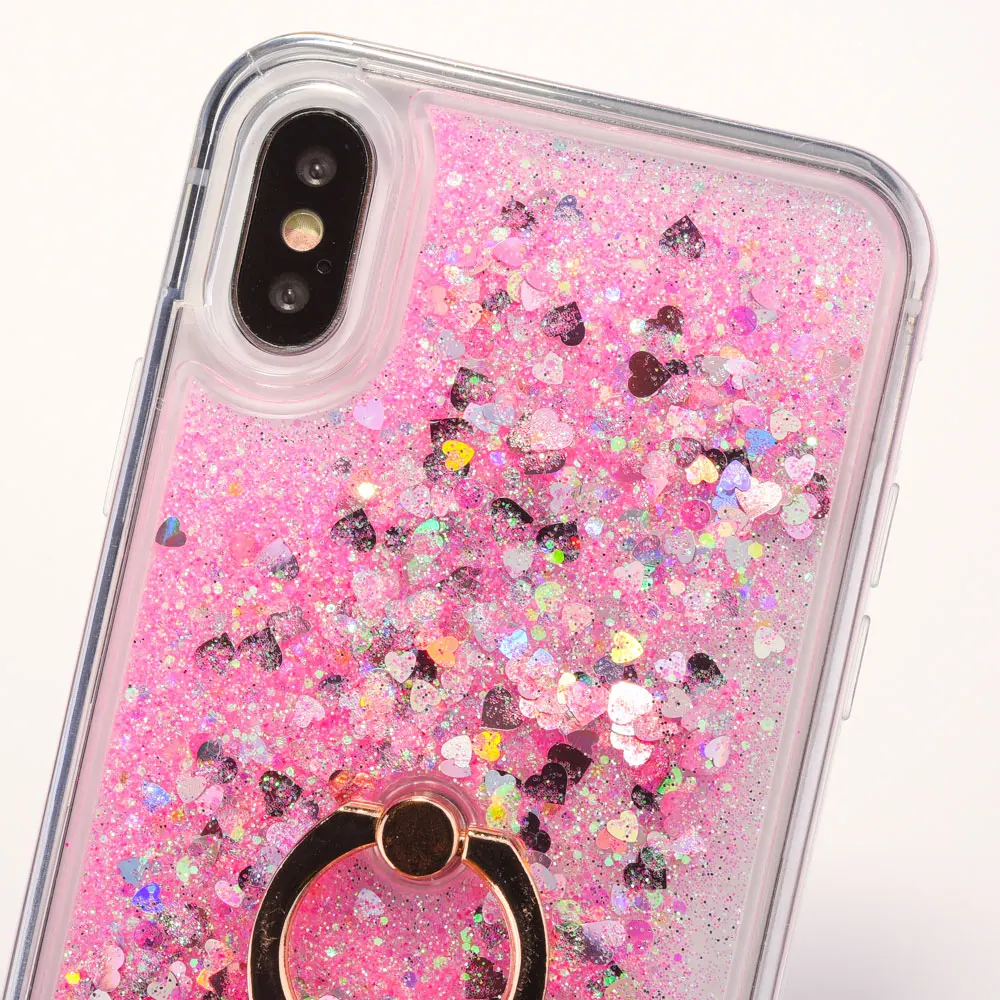 FQYANG палец кольцо чехол для телефона для IPHONE XS X 8 Звезда любви, динамическая жидкость мягкий чехол из поликарбоната+ ТПУ чехол для телефона для IPHONE 8 Plus 7P 6S Plus чехол