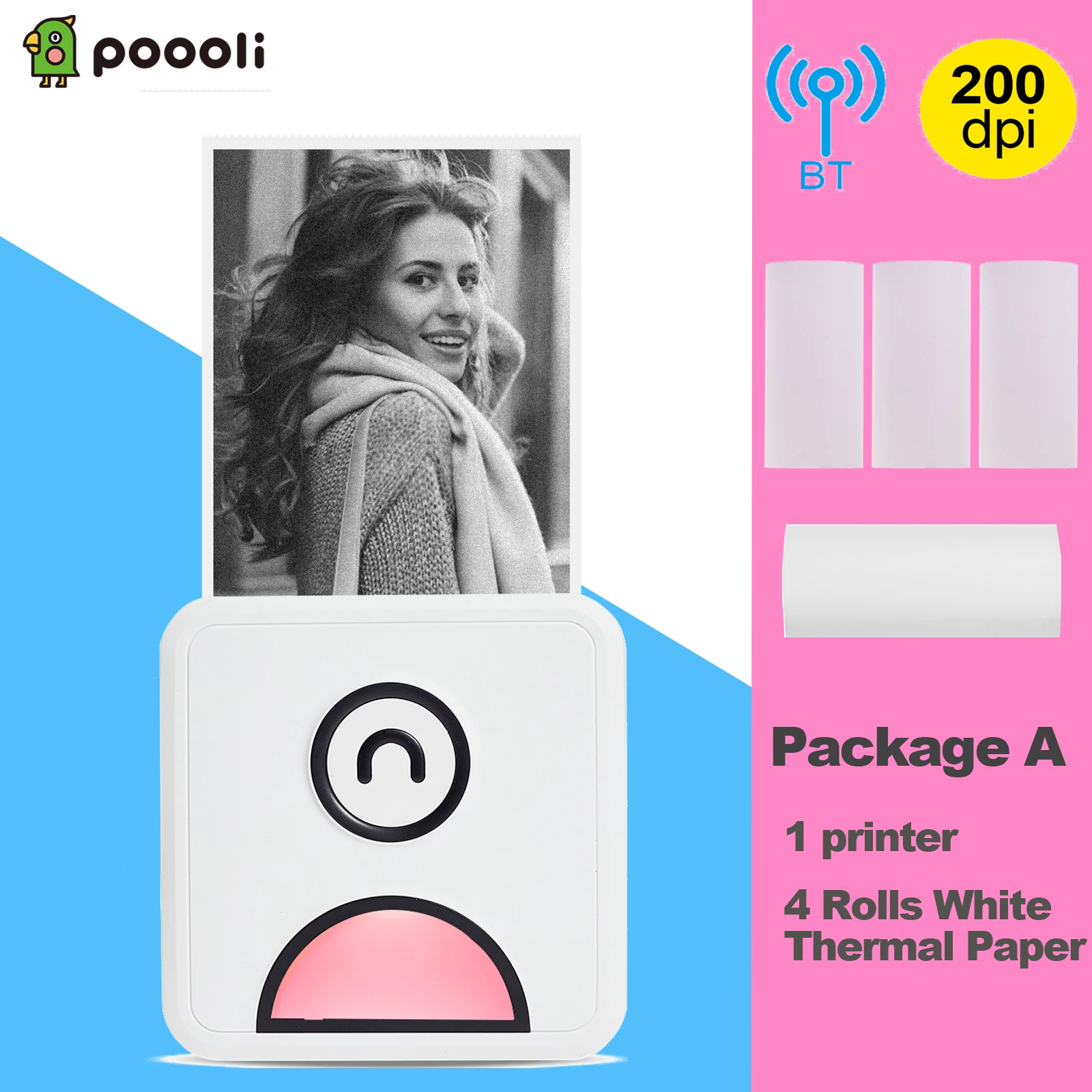 Poooli L1 Pocket Photo Thermal Printer 200dpi 58mm Wireless BT Memo Lists Printer  for Printing Labels Photos Making Journals small photo printer for iphone Printers