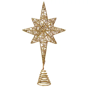 

1Pc Christmas Eight Pointed Star Tree Topper Party Xmas Tree Ornament (Type A)