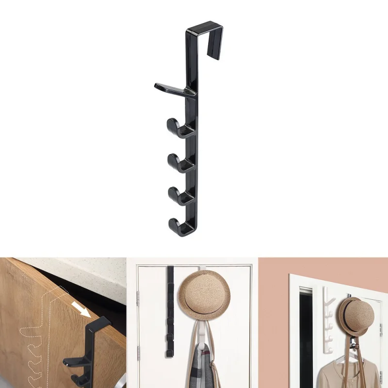

5 Layers Over The Door Hook Hanger Plastic Hanging Organizer Rack Course Door Rack Paper Towel Holder Home Organizer