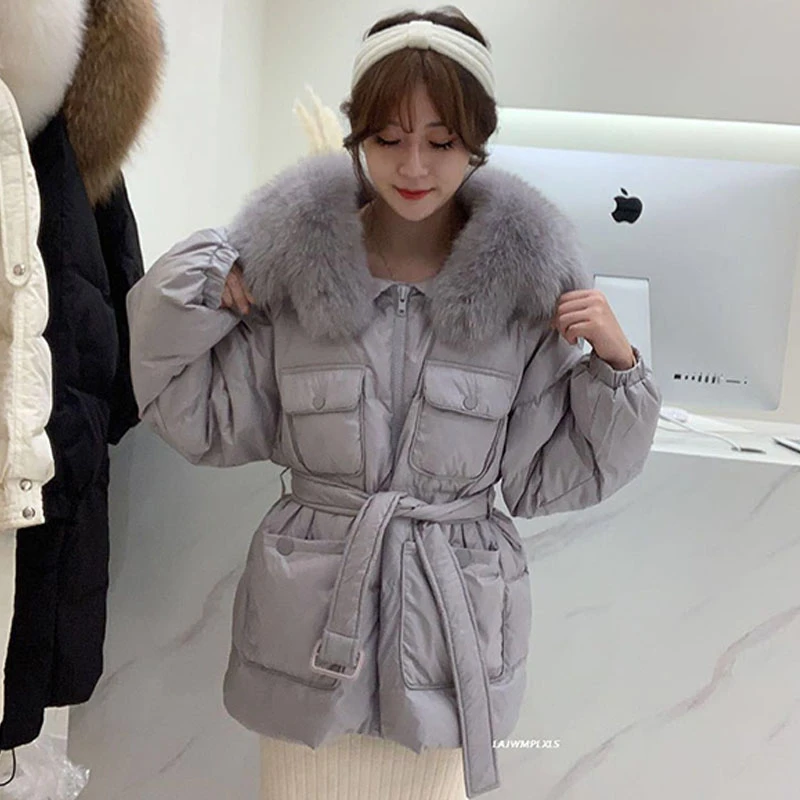 2020 New Real Fox Fur collars Women's Down Jacket