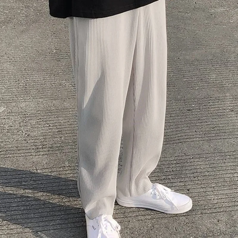 Solid pleated loose casual pants Clearance