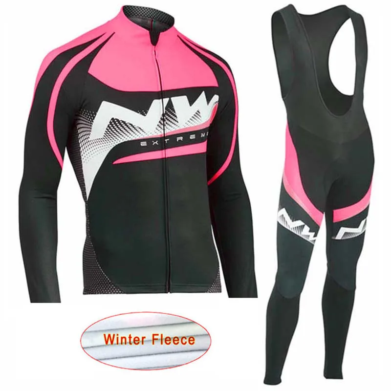 Set 1 NW Winter Thermal Fleece Long Sleeve Cycling Jersey Pro Team Outdoor Racing Triathlon cycling clothing Ropa Ciclismo Hombre C28 - Цвет: Set 1