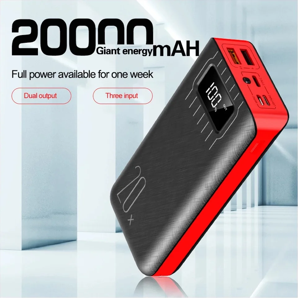 Внешний аккумулятор 20000 мАч для iPhone, samsung, huawei, type C, быстрая зарядка, двойной USB внешний аккумулятор, светодиодный дисплей