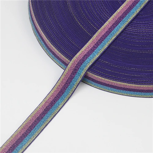 Purple color Эластичная лента 2,5 см яркие блестящие резинки шириной 25 мм для повязки на голову прочные штаны юбка пояс аксессуары для пошива одежды 1 м - Цвет: Purple color