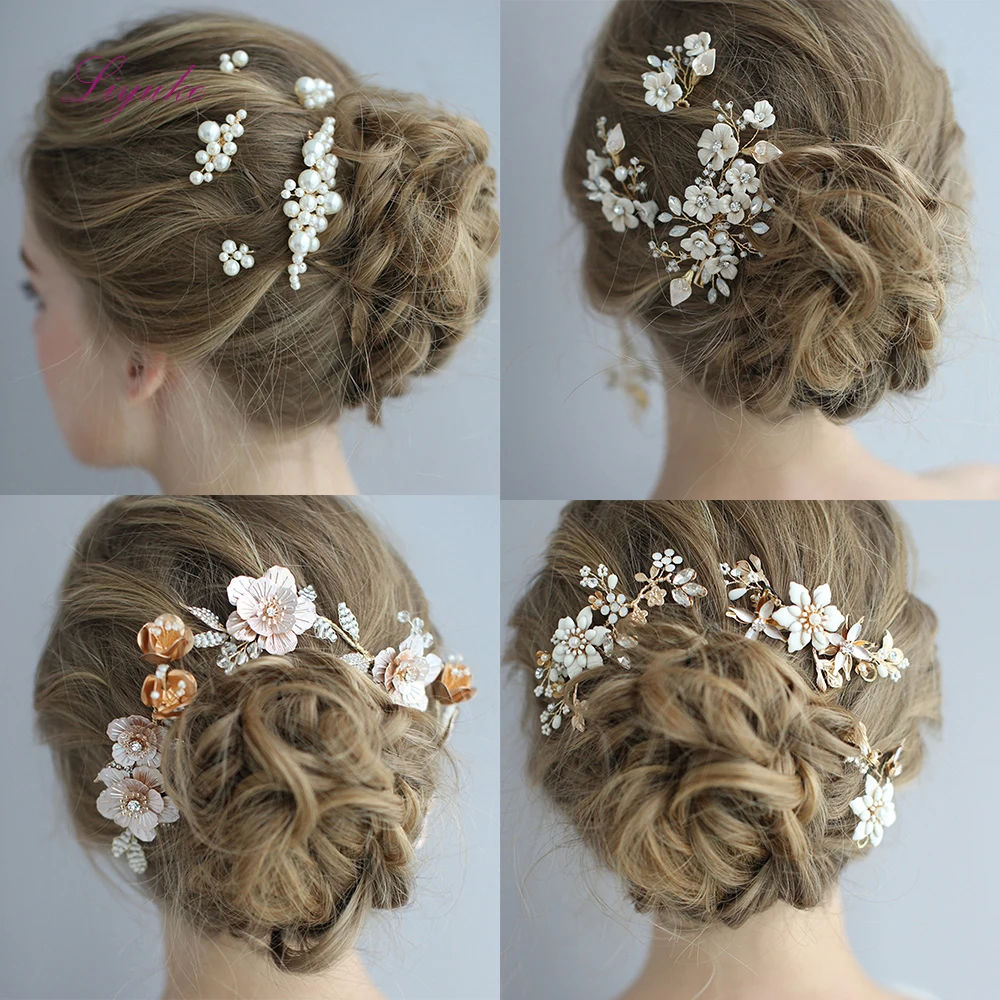 

Liyuke New Wedding Handmade Hair Accessories For Elegant Bridal DIY Beautiful Flower Crystal Pearls Bridesmaid Headwear Jewelery