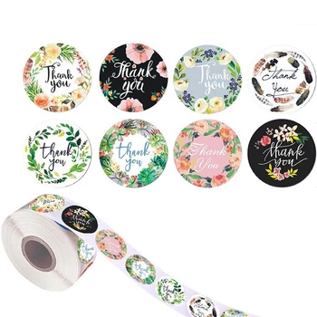 

500pcs/roll Thank You Stickers Circle Stationery Food Hand Made Deco for Envelope Gift Seal Labels Scrapbook Handmade Sticker