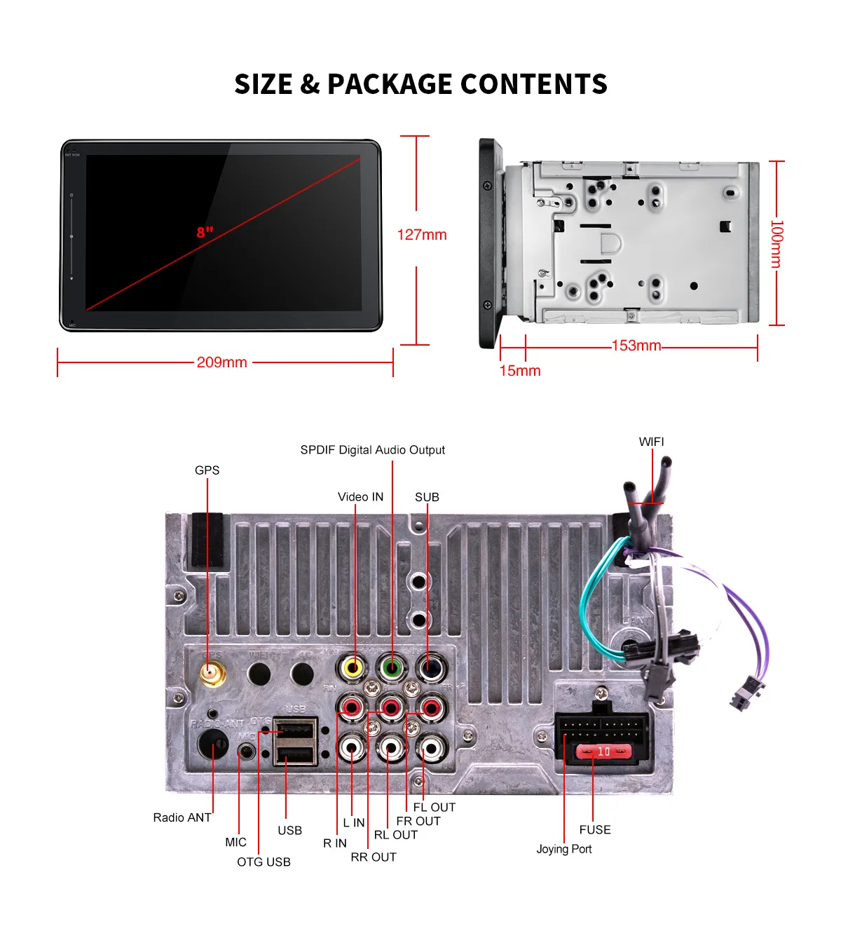 Perfect Double 2 Din Car Radio 8 inch IPS Screen 1280*720 HD Multimedia Player Audio Car Stereo USB Mirror link Steering Wheel Control 11