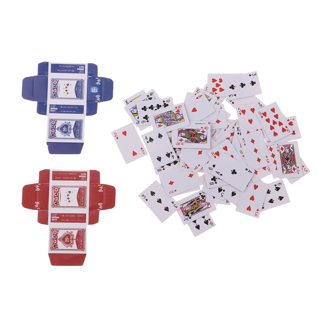 Miniature Full Deck of Playing Cards Poker for 1/6 1/12 Scale Dollhouse Kit Accessory