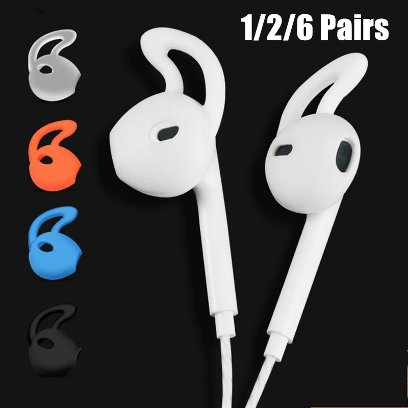 Silicone Cover for Airpods 1/2/6 Pairs In-ear Anti-slip Earpods Eartip Cap Protective Sleeve with Hook Earphone Accessories | Электроника