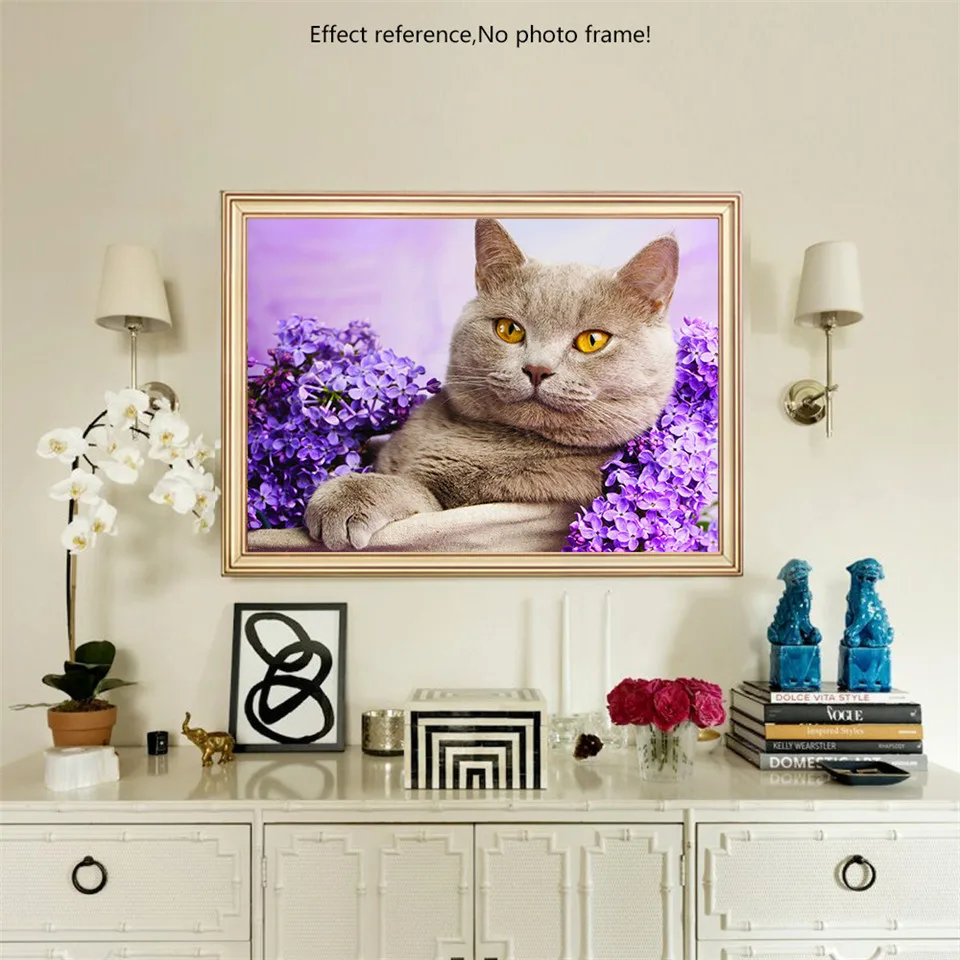 Huacan Алмазная вышивка животных полный квадратная Алмазная мозаика продажа кошка картина Стразы 5D DIY Алмазная Вышивка Цветы