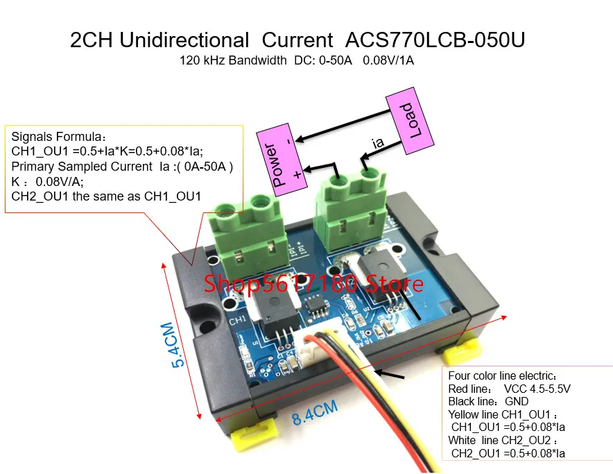 acs770lcb acs770 050U 2ch unidirectional current acs770lcb-050u 120khz bandwidth dc:0-50a 0.08v/1a | Электроника