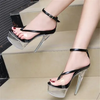 

Sandals Women 2021 Summer New Crystal High Heels Women's Sandals Platform Sexy High Shoes Femmes Flip Flops Sandales 35-43 Black