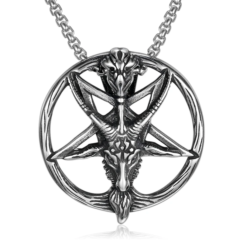

antique satanic jewelry baphomet goat pendants necklaces for men women
