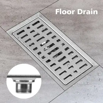 

1Pcs Bathroom Floor Drain 20x10cm Rectangle Stainless Steel Floor Drain Bathroom Shower Kitchen Waste Grate