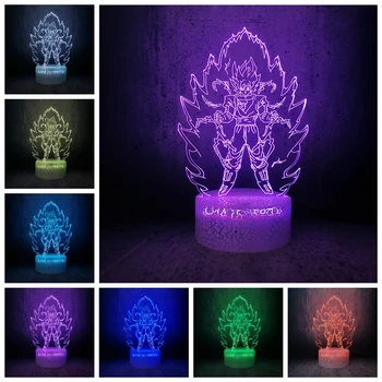 

Fire GOKU night light 7 Dragon Ball 3D lamp Anime Acrylic Illusion lava kids room decor boys toy child gift
