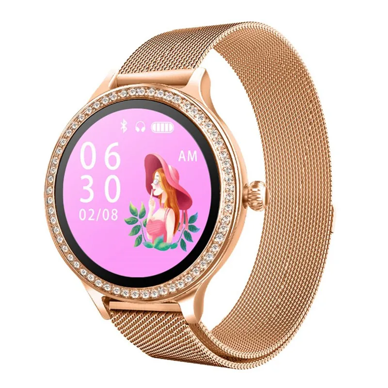 M8 Smart Watch Women Wristband IP68 Waterproof Lady Smart Band Heart Rate Monitor Fitness Tracker Health Bracelet Wristwatch - Цвет: Gold Steel