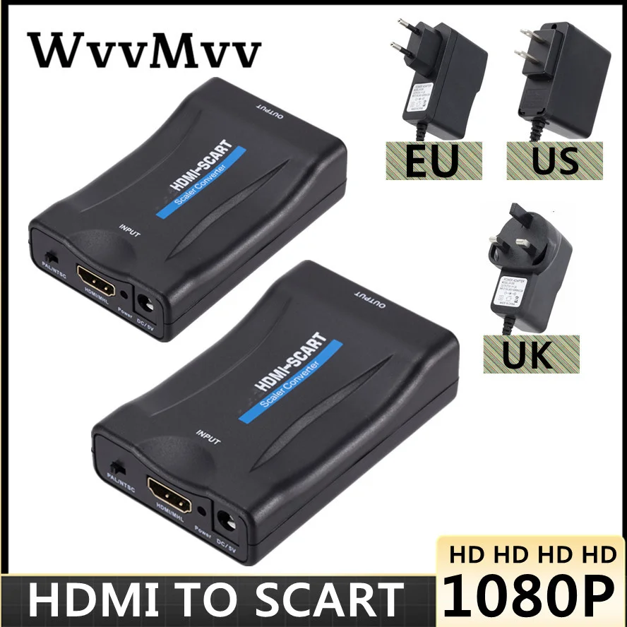 WVVMVV 1080P HDMI-совместимый для SCART Видео Аудио преобразователь высококлассный AV