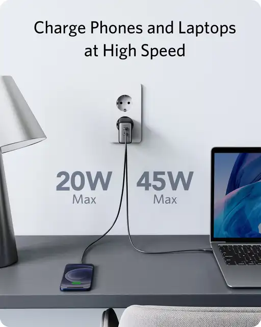 Anker PowerPort III 65W 2-Port USB-C GaN Charger, Compact Power Supply with Fast Charging Power - Hình ảnh 2